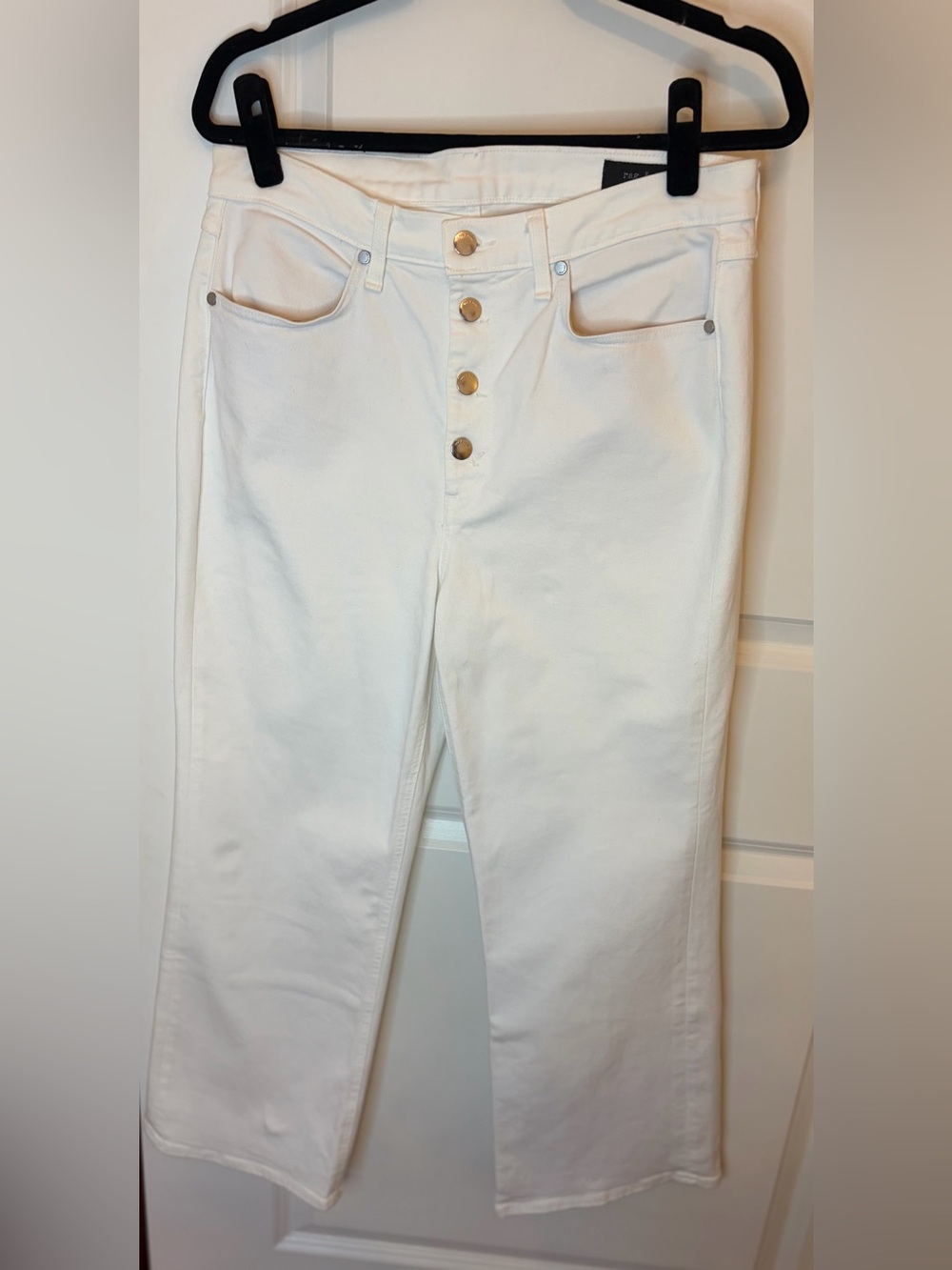 Rag & Bone White Button Fly Jeans | Size 30 | High Rise Straight Leg